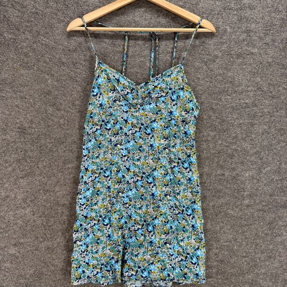 Wild Fable Mini Dress Women S Small Blue Floral Short V-Neck Sleeveless Rayon - Picture 1 of 7
